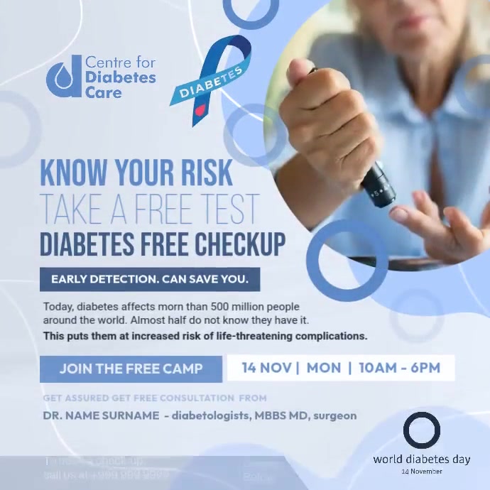 World Diabetes Day Checkup Post Template PosterMyWall