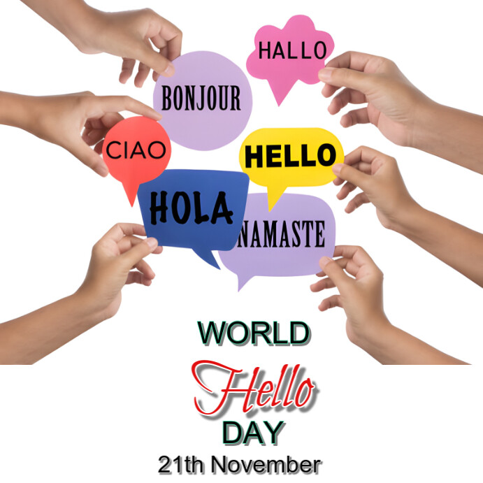 World hello day Wpis na Instagrama template