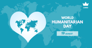 Niebieski World Humanitarian day Facebook Ad Template