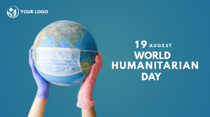 Turquoise World Humanitarian Day Twitter Post Template