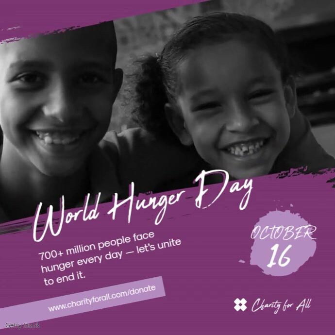 World Hunger Day Square Video Instagram Post template