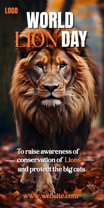 World Lion Day Banner Roll Up 3' × 6' template