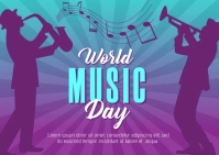 World Music Day Banner Post Postal template