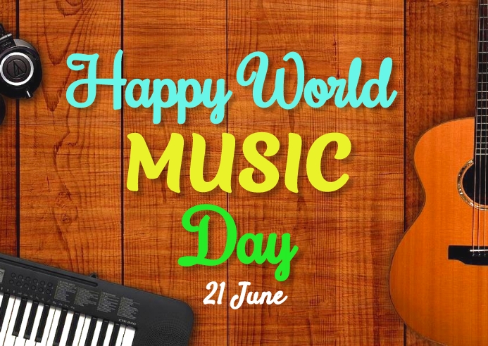 World music day ไปรษณียบัตร template