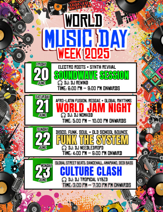 World Music Day Weekly 2025 传单(美国信函) template