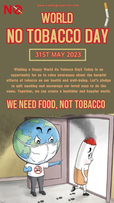 poster about tobacco World no tobacco day Instagram story. Template