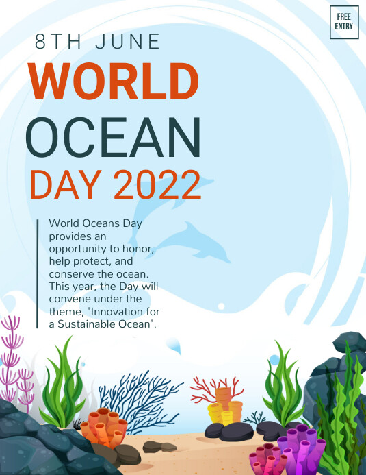 World ocean day,environment Ulotka (US Letter) template