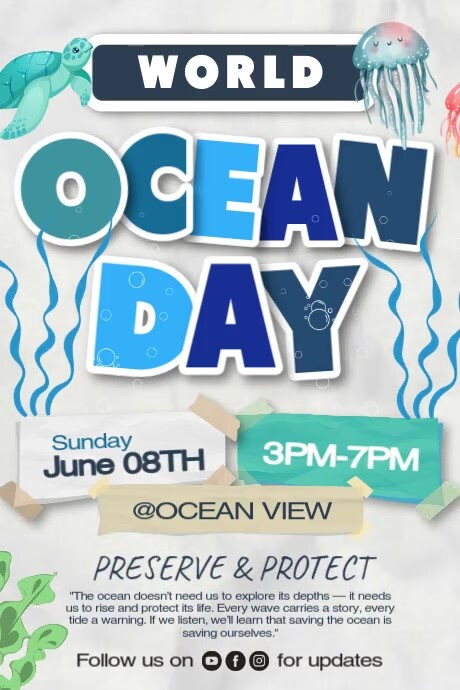 World Ocean Day Event Awareness Poster template