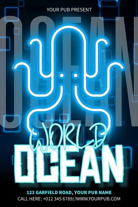 World Ocean Day Event Party Cartaz template