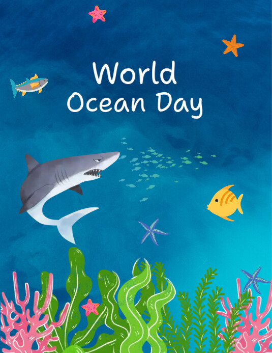 World Ocean Day Posts Ulotka (US Letter) template