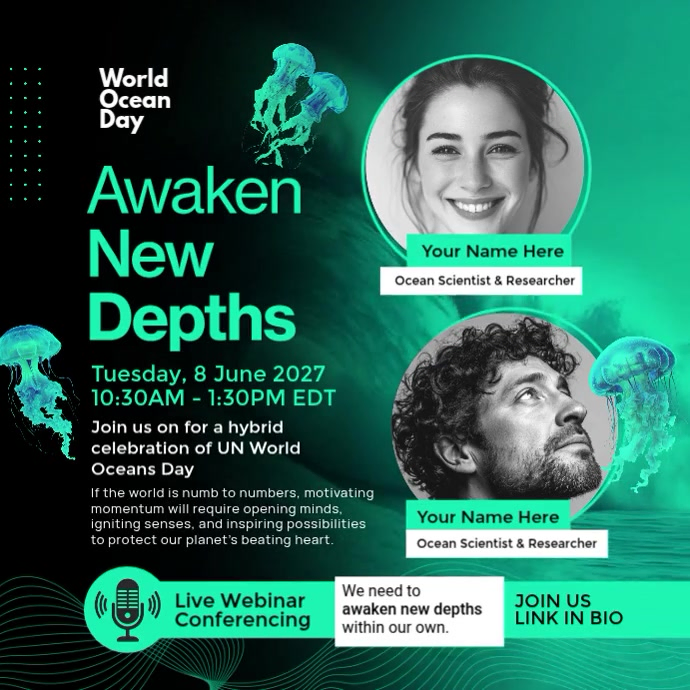 World Oceans Day Webinar Conference Post Template | PosterMyWall