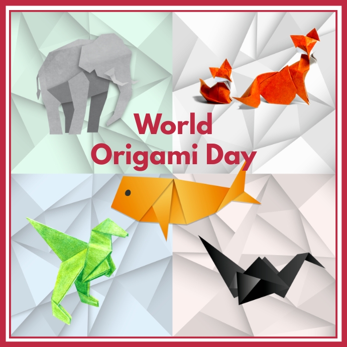 World Origami Day, Origami Day Instagram Post template