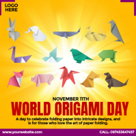 Orange World Origami Day Wpis na Instagrama Template
