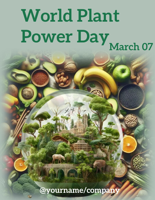 World Plant Power Day Flyer Template Ulotka (US Letter)