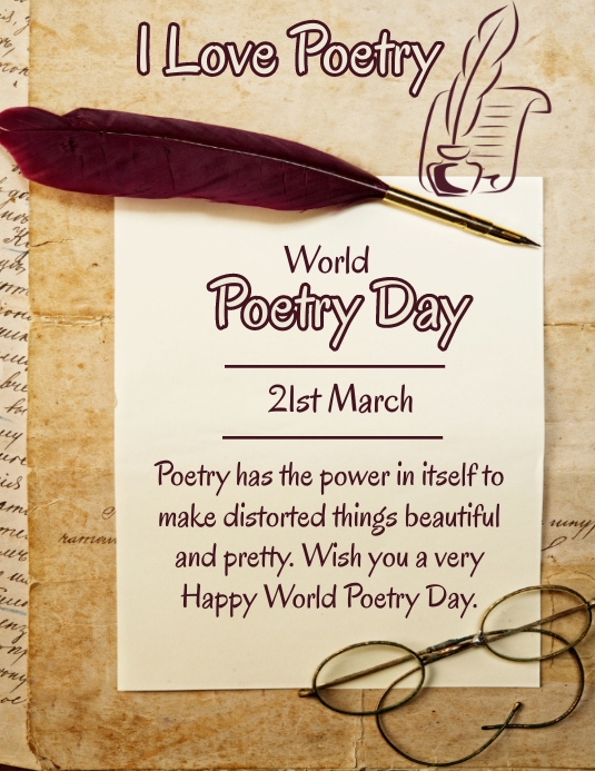 world poetry day, poetry day post Flyer (US Letter) template