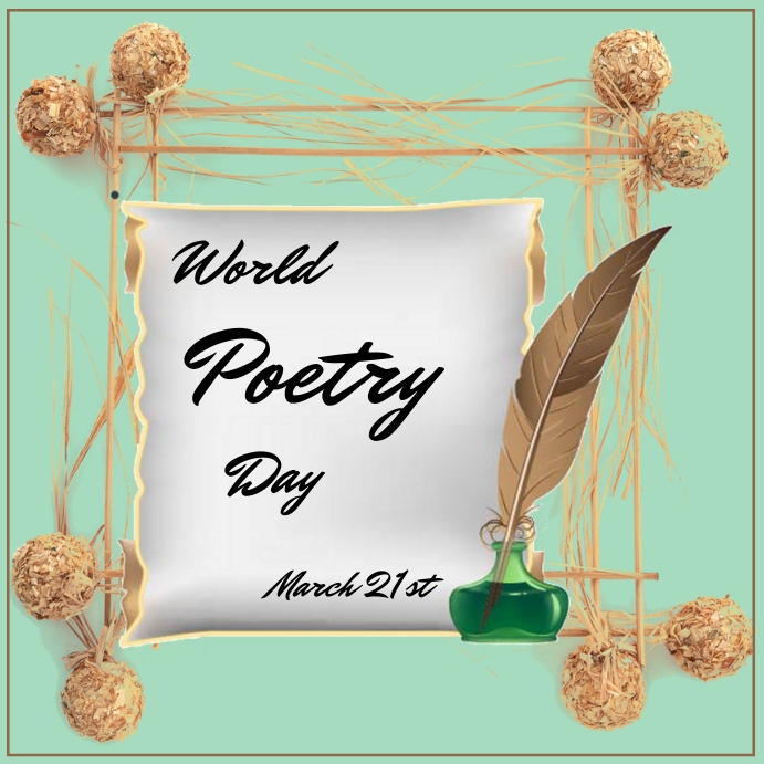 World poetry day, poster Wpis na Instagrama template