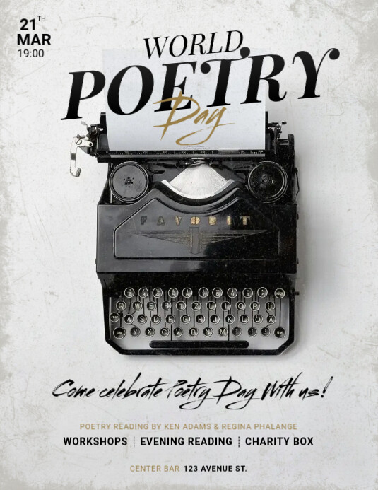 World Poetry Day Flyer Template Folheto (US Letter)