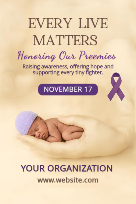 World Prematurity Day Awareness Flyer | Editable Infant Health Poster Template Plakat
