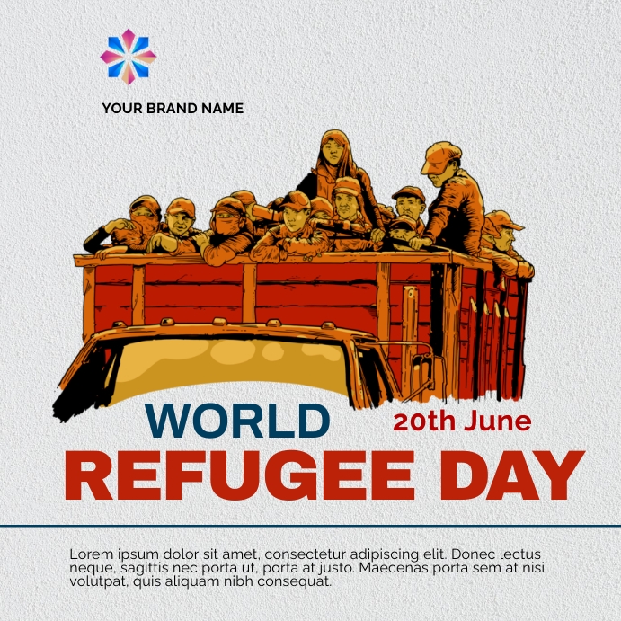 world refugee day 26th June Квадрат (1 : 1) template