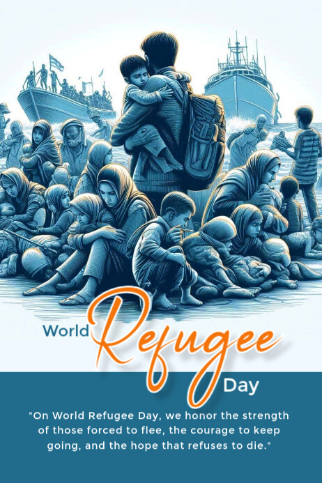 World refugee day Cartaz template