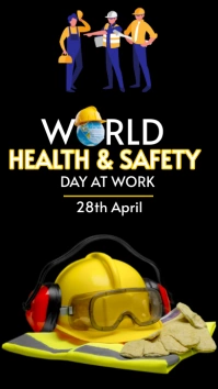 world safety and health day at work เรื่องราวบน Instagram template