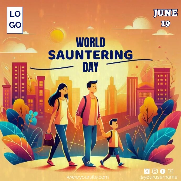 Sauntering Drawing Plantilla de World Sauntering Day | PosterMyWall