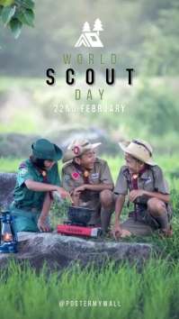 World Scout Day Greeting Green Template Цифровой дисплей (9 : 16)