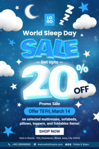 Blå Sleep Day Sale Plakat Template