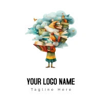 World Storytelling Day - Girl Reading A Book With Imagination Logo template