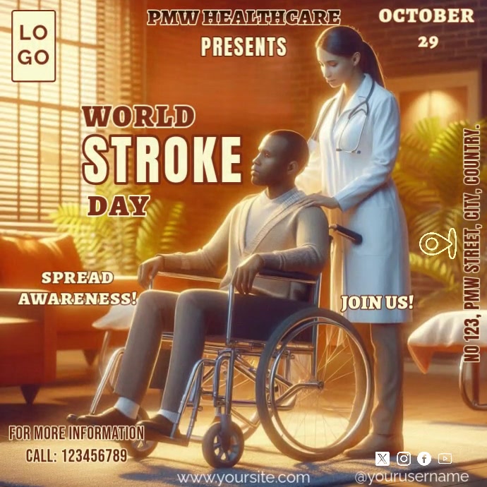 World Stroke Day Instagram Post template