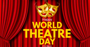 WORLD THEATRE DAY delt Facebook-billede template