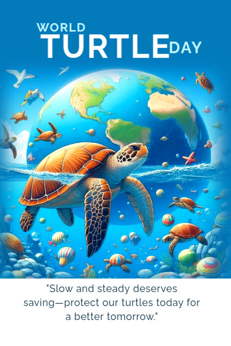 World turtle day Poster template