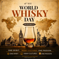 World Whisky Day Vintage Poster Template | Global Whiskey Celebration Flyer | Bar, Restaurant & Even Cuadrado (1:1)