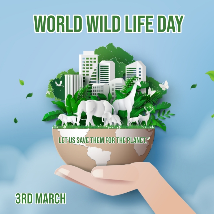 World wildlife day, wildlife day 2023 Wpis na Instagrama template