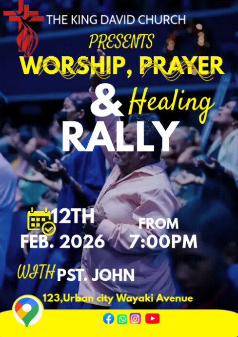 Worship, prayer and healing rally poster Template | PosterMyWall