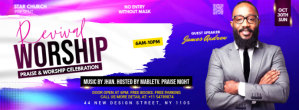 Blauw Praise and Worship Celebration Foto Sampul Facebook Template