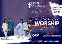 worship church service 2022 Postcard template
