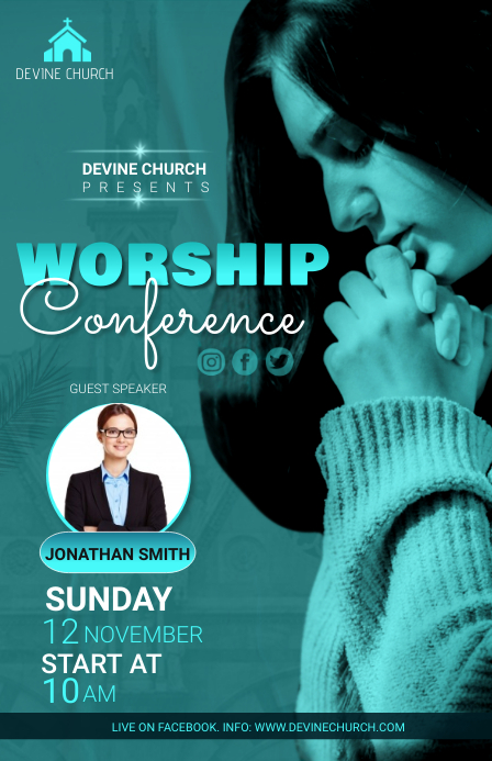 worship conference Meia página larga template