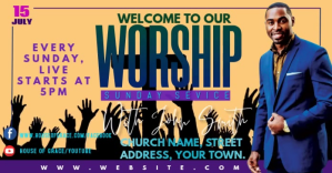 Orange Worship Service Facebook Ad Template