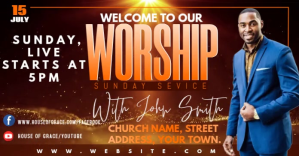 Braun Church Worship Service Anuncio de Facebook Template