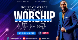 紫色 Sunday Worship Service Facebook Ad Template