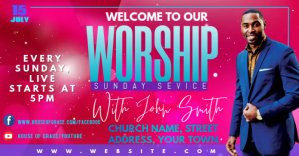 Pink Sunday Worship Service Reklama na Facebooka Template