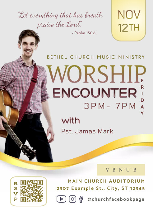 Worship event service flyer churc invitation Template | PosterMyWall
