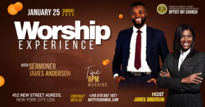 สีน้ำตาล Worship Experience โฆษณาบน Facebook Template