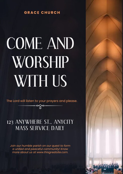 Church Worship Invitation A4 Template | PosterMyWall