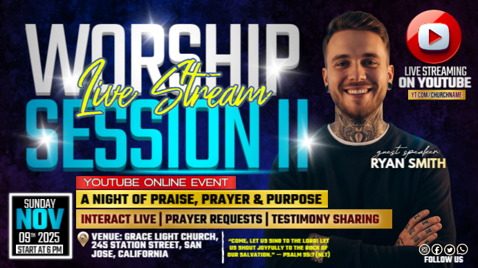 Worship Live Stream Encounter II YouTube Thumbnail template