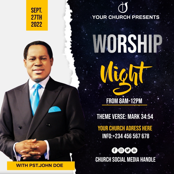 worship night Instagram Post template