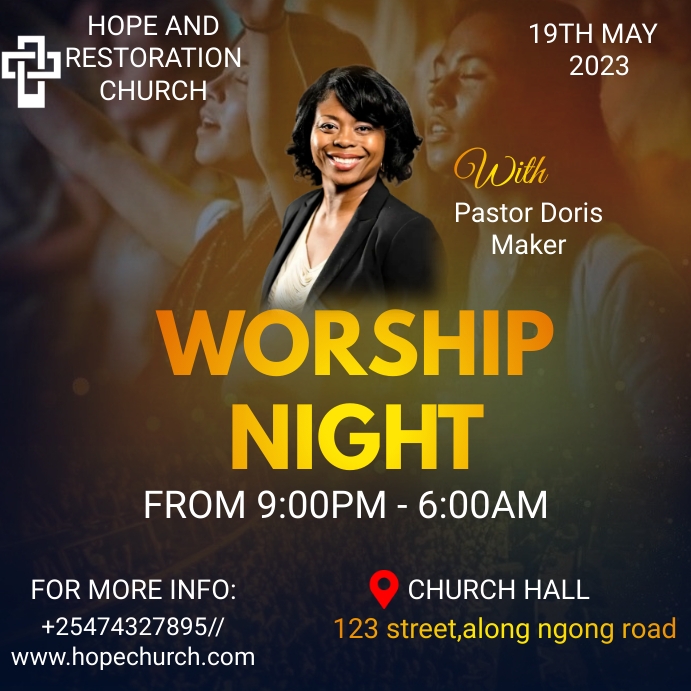 Worship night Instagram Post template