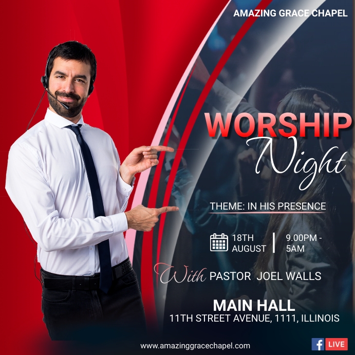 WORSHIP NIGHT POSTER Publicação no Instagram template