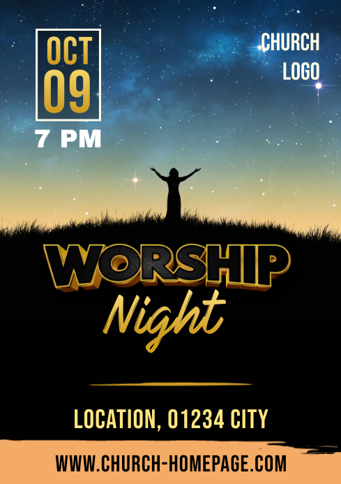Worship Night Poster A4 template